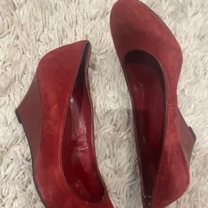 Franco Sarto Red Velvet Ladies Wedges Size 7